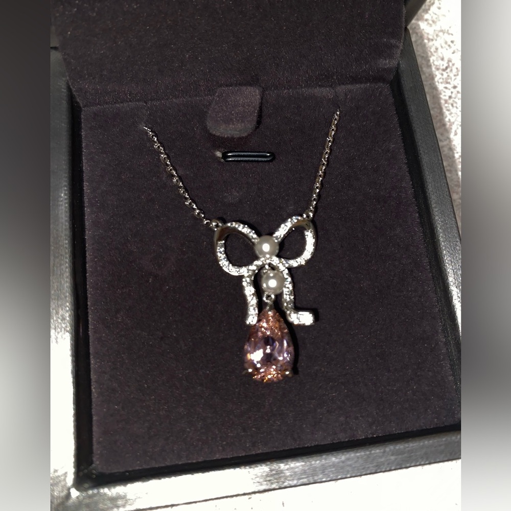 Silver Pink Diamond Necklace